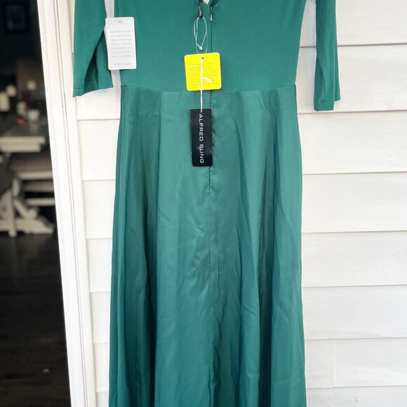 Pine Green Cotton Crepe and Polyester A-line Dress - Picture 2 of 4
